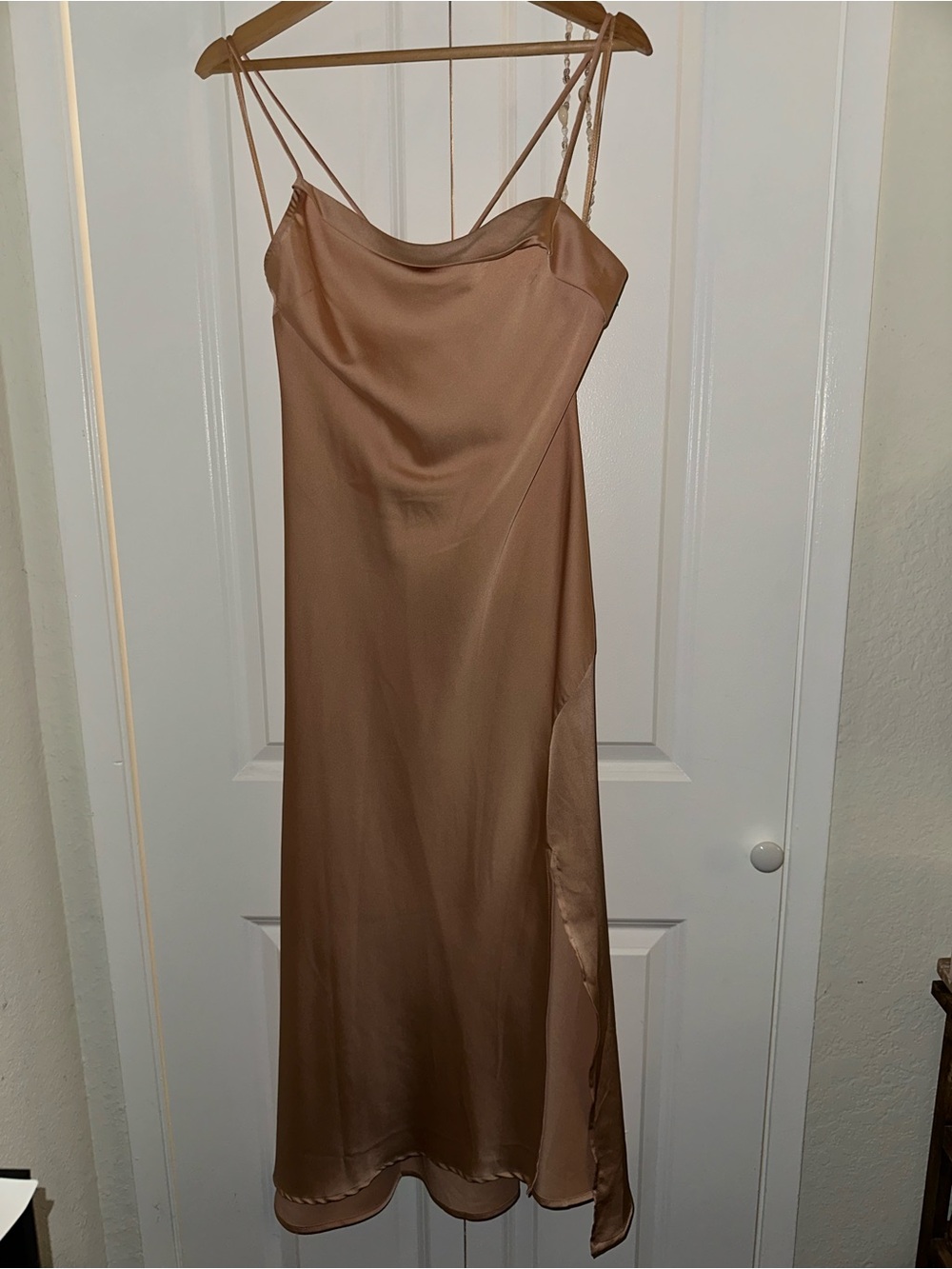 ASTR Taupe Satin Slip Dress